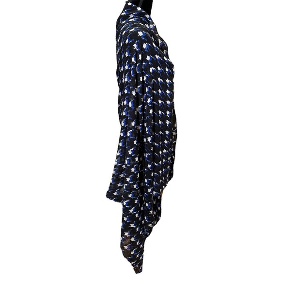 Unbranded Scarf Womens Long Rectangle Blue White Houndstooth Lightweight Fringe - Picture 4 of 7